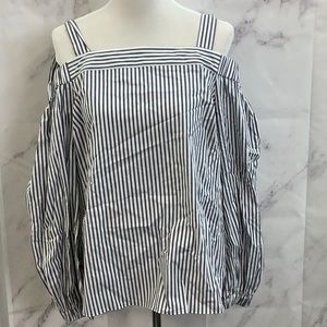 NWT- Michael Kors Blue Striped Blouse
